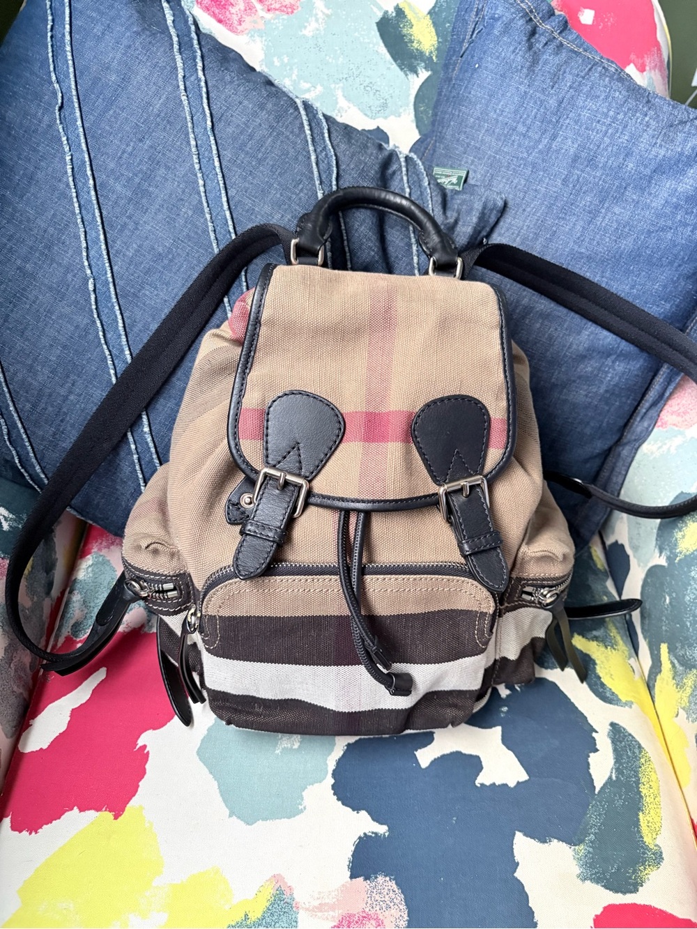 Authentic Burberry Canvas Backpack - Classic Plaid